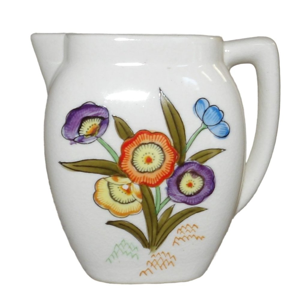 VTG Japan Hinode Flower Pitcher Creamer Colorful Hand Painted 3.75" x 4"x 2"